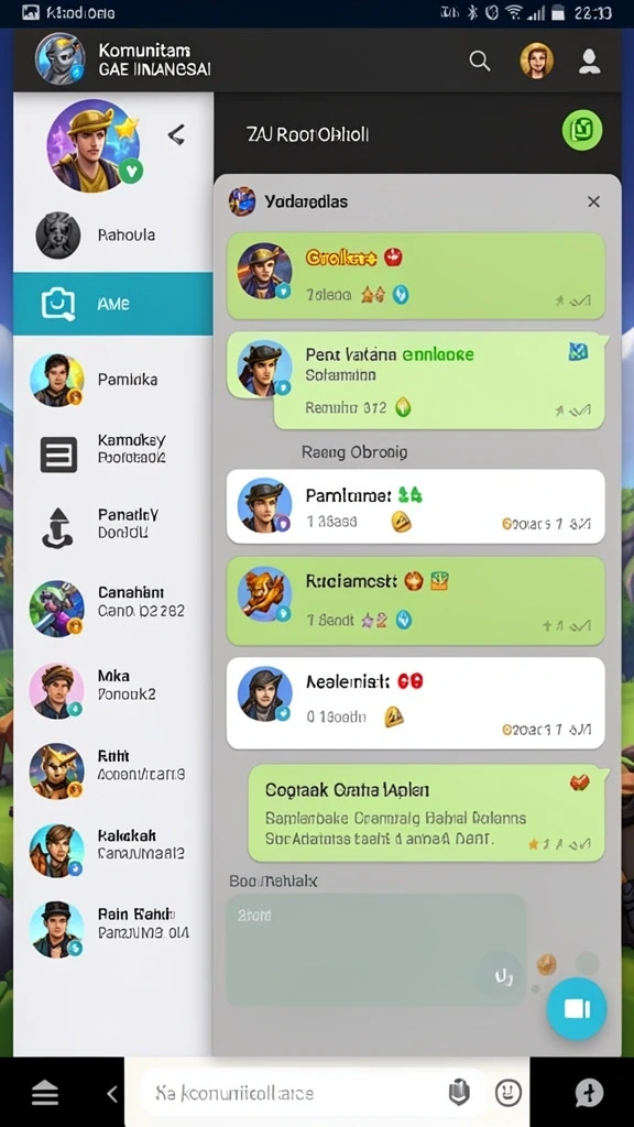 Menampilkan karakter unik dalam game yang dapat dipilih.